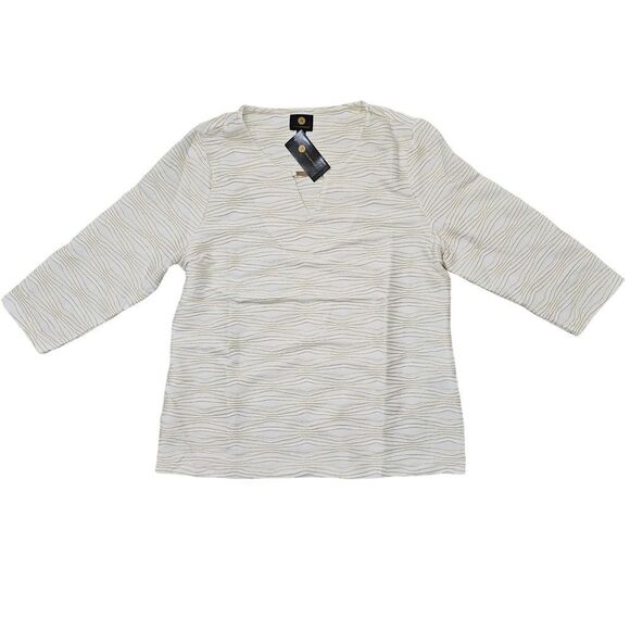 JM Collection Jacquard Metallic Top Eggshell Combo XL - Picture 2 of 6